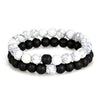 White Turquoise & Matt Black Agate Goodluck Pair Bracelet